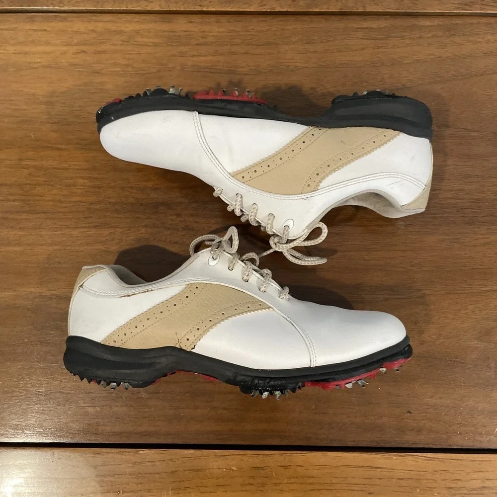 FootJoy Greenjoys 48392 Womens White/Beige Golf Shoes Cleats Size 8 M